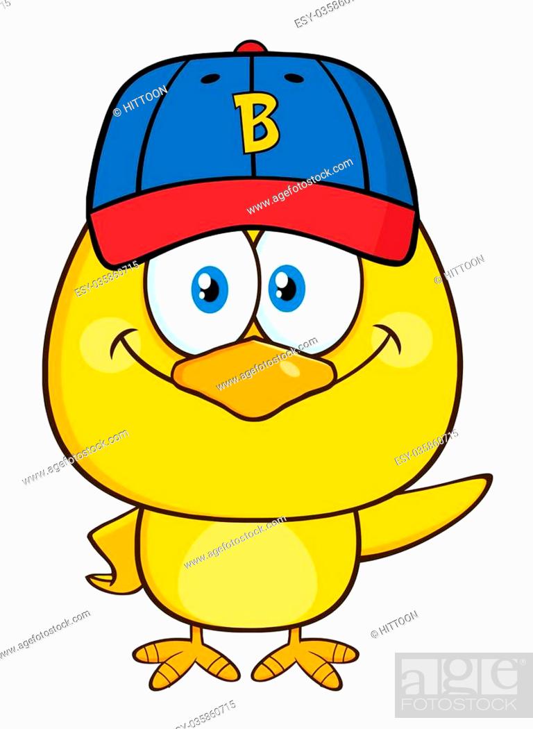 Yellow Chick Cartoon Character Wearing A Baseball Cap And Waving, Stock  Vector, Vector And Low Budget Royalty Free Image. Pic. ESY-035860715 |  agefotostock