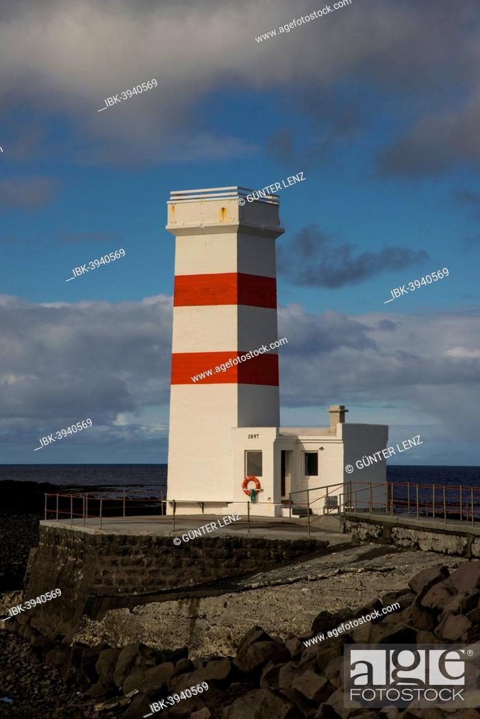 Stock Photo: Old lighthouse, Gardur, Sudurnes or Southern Peninsula, Iceland.