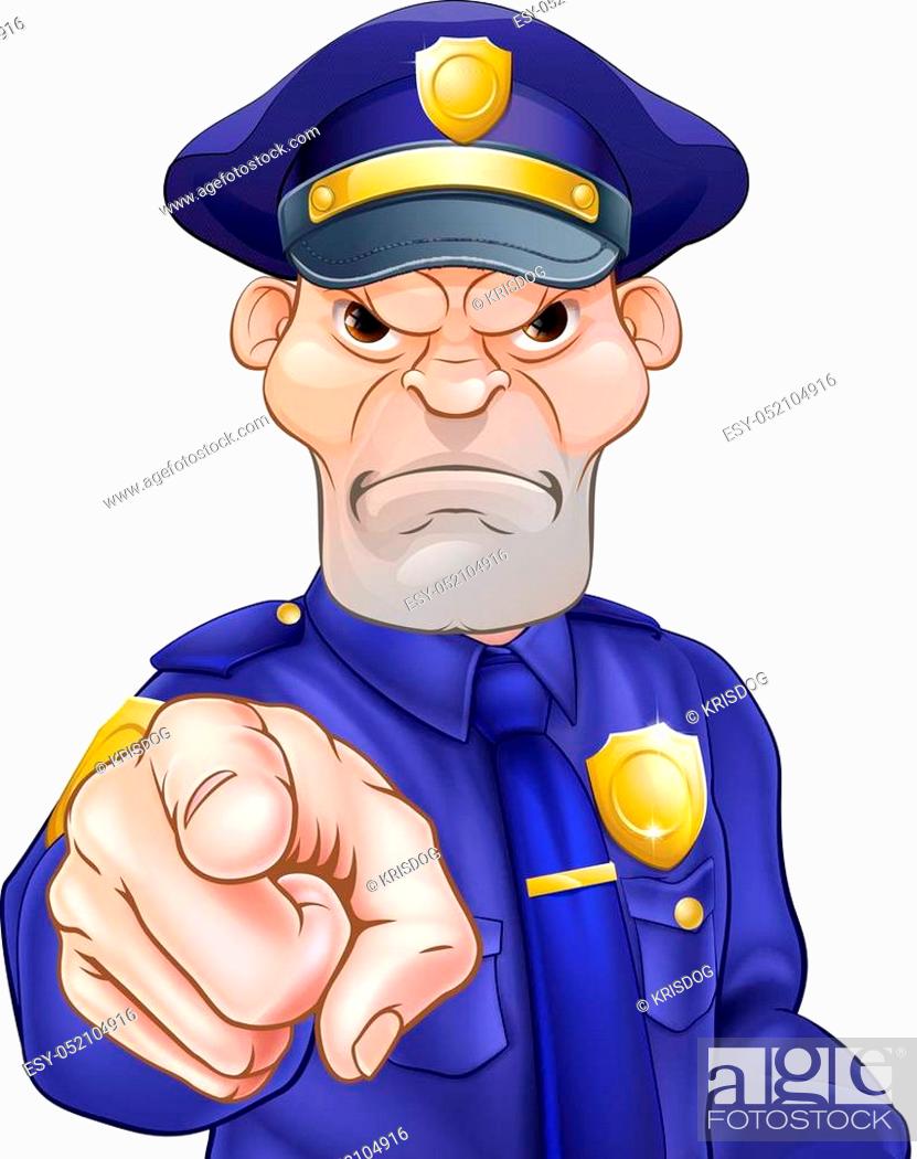 Angry cartoon police officer policeman pointing, Stock Vector, Vector And  Low Budget Royalty Free Image. Pic. ESY-052104916 | agefotostock