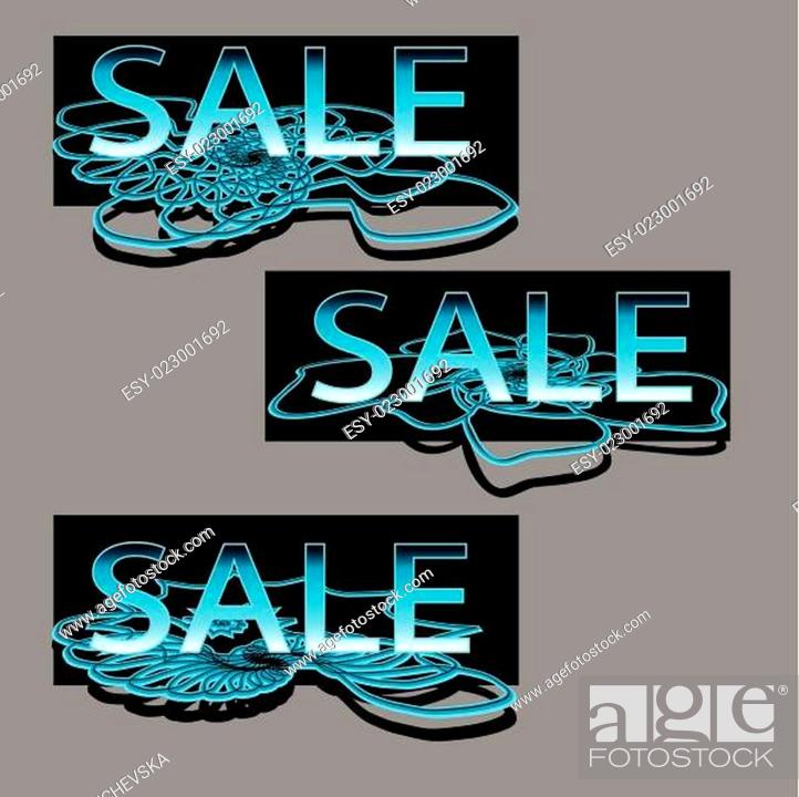 Stock Vector: set of three sale text on floral swirl.