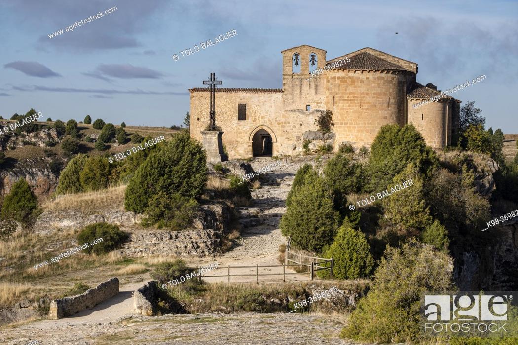 Stock Photo: Romanesque hermitage of San Frutos, Las Hoces del Río Duratón Natural Park, Segovia province, Spain.