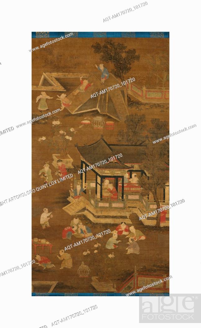 Stock Photo: å…ƒ/æ˜Ž ä½šå å¬°æˆ²åœ– è»¸, Children Playing in the Palace Garden, late Yuan (1271â€“1368)â€“early Ming (1368â€“1644) dynasty, late 13thâ€“15th century, China.