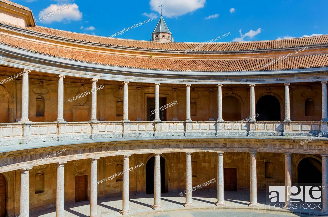 Stock Photo: Charles V Palace, Alhambra; Granada, Andalusia, Spain.