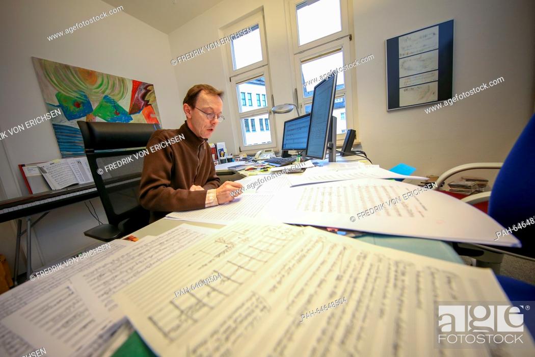 Editor Andreas Krause works on musical scores in his office at music and  music book publisher Schott..., Stock Photo, Picture And Rights Managed  Image. Pic. PAH-64648504 | agefotostock