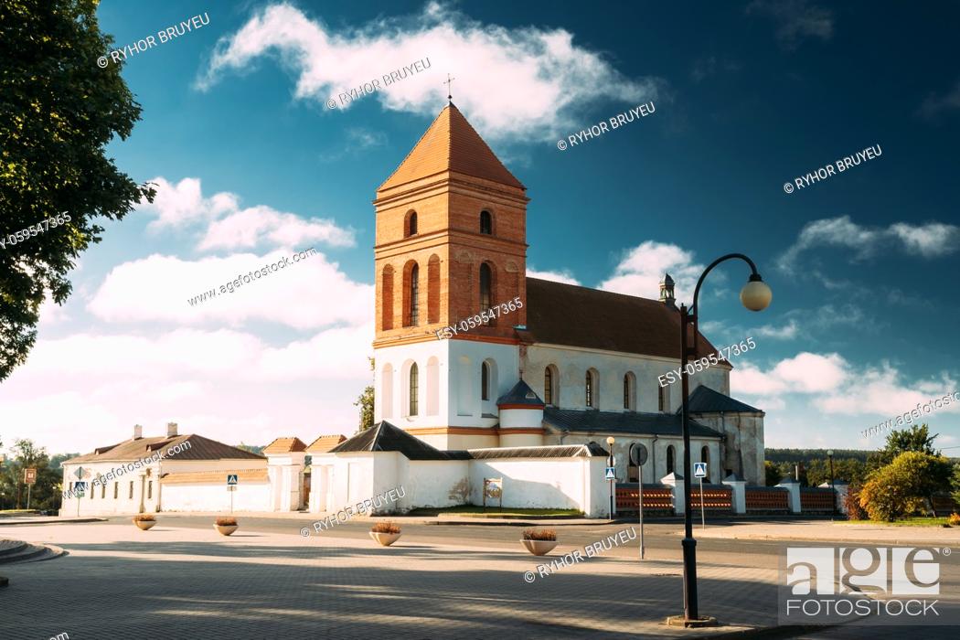 Stock Photo: Mir, Belarus. Saint Nicolas Roman Catholic Church In Mir, Belarus. Cultural Monument And Famous Landmark.