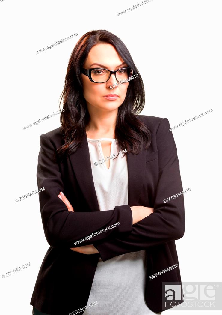 Photo de stock: Portrait of wonderful young business woman isolated on whitebackground.