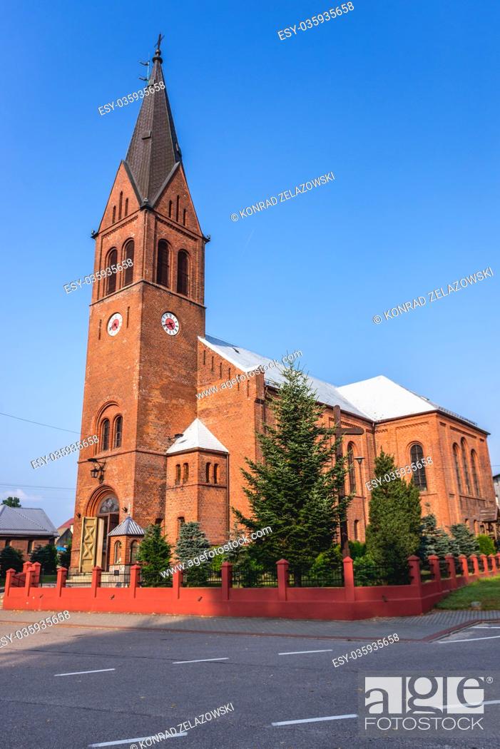 Stock Photo: Roman Catholic Church of Saint Theresa of the Child Jesus in Szymbark village, Kashubia region of Pomeranian Voivodeship in Poland.
