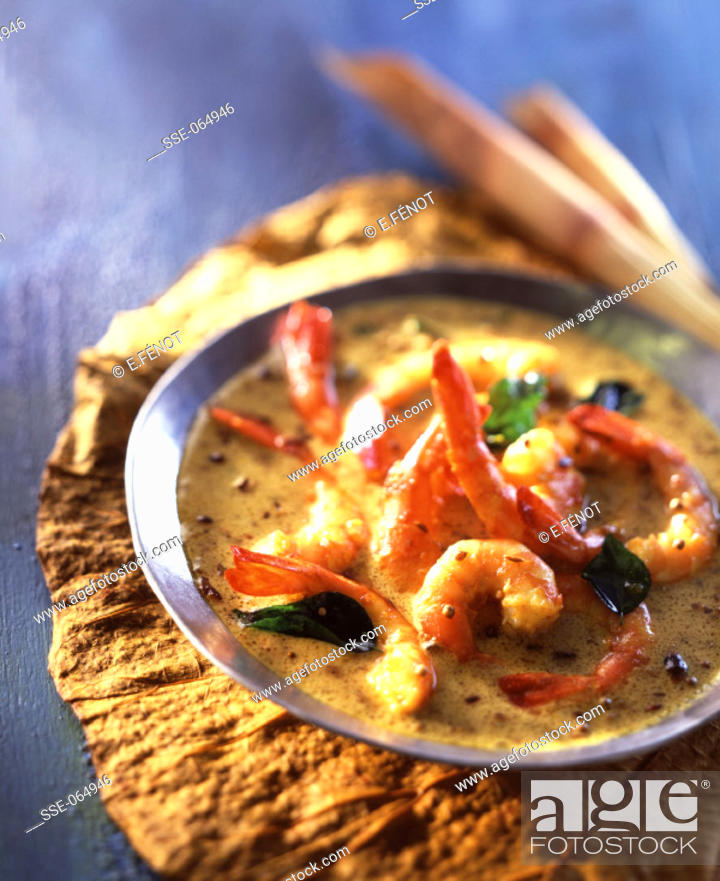 Stock Photo: Prawn curry with ginger and creamed coconut.
