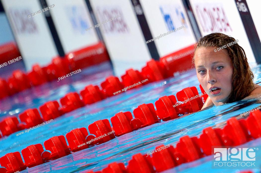 Stock Photo: Leonie Antonia Beck of Germany looks dejected after the women's 1500m Freestyle preliminaries of the swimming event of the 15th FINA Swimming World.