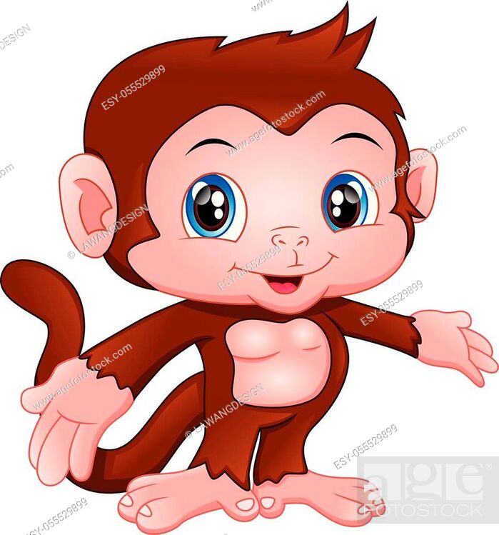 vector illustration of cute baby monkey cartoon on a white background,  Stock Vector, Vector And Low Budget Royalty Free Image. Pic. ESY-055529899  | agefotostock