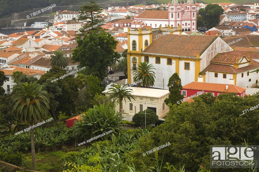 Stock Photo: Portugal, Azores, Terceira Island, Angra do Heroismo, Duke of Terceira Garden, skyline.