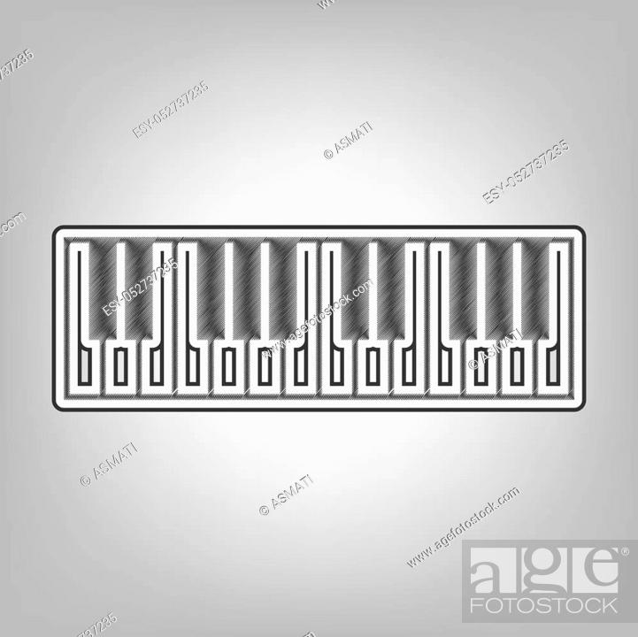 Piano Keyboard sign. Vector. Pencil sketch imitation. Dark gray scribble  icon with dark gray outer..., Stock Vector, Vector And Low Budget Royalty  Free Image. Pic. ESY-052737235 | agefotostock