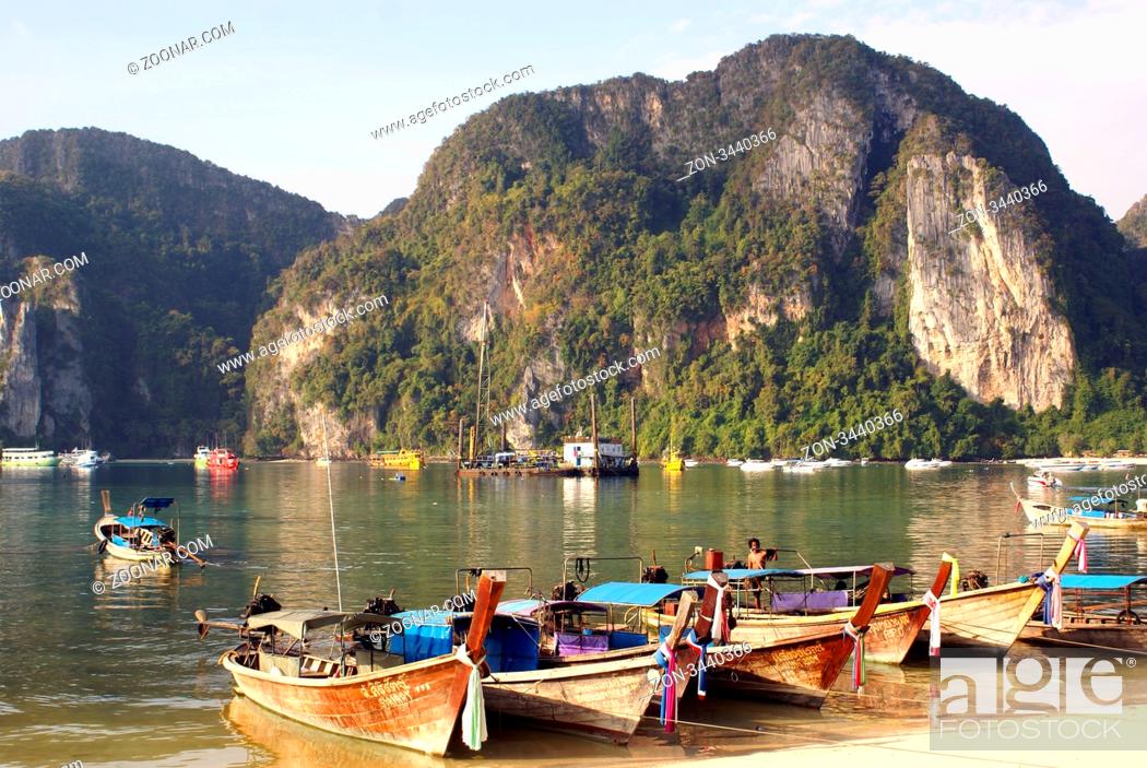 Stock Photo: Boats in port, Ko Phi Phi island, thailand.