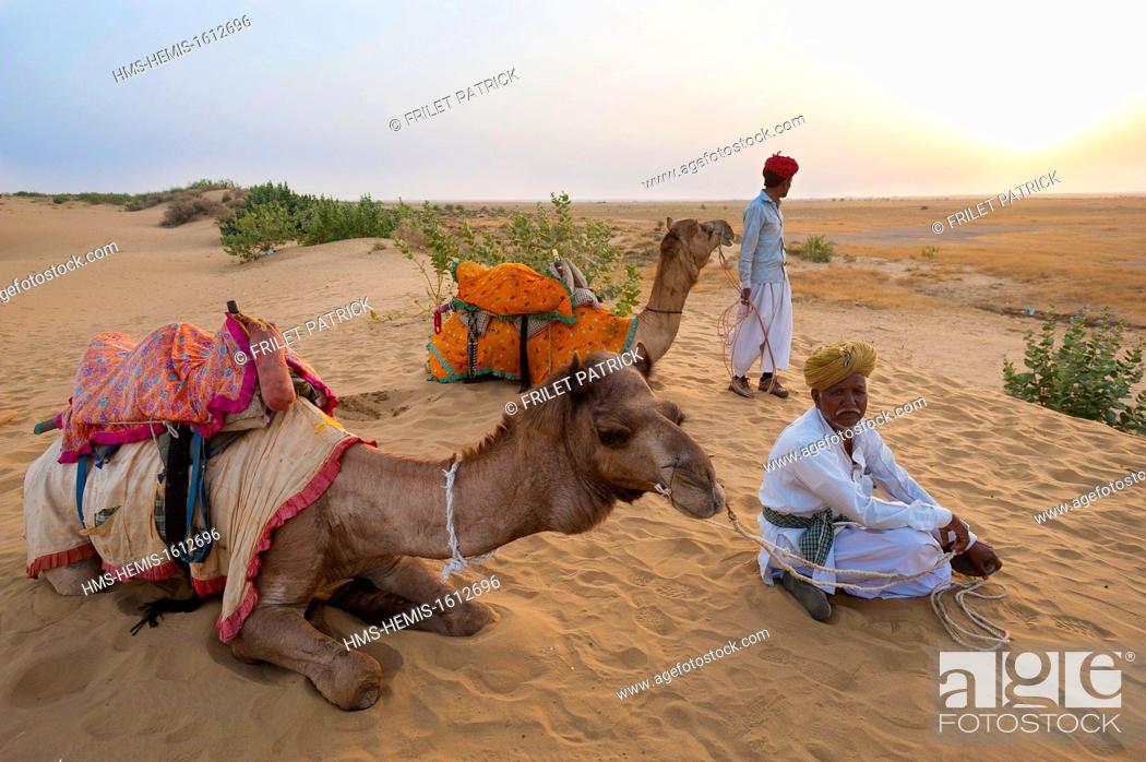 India, Rajasthan state, Jaisalmer, Rajput nomads with their camel caravan  in the Thar desert, Stock Photo, Picture And Rights Managed Image. Pic.  HMS-HEMIS-1612696 | agefotostock