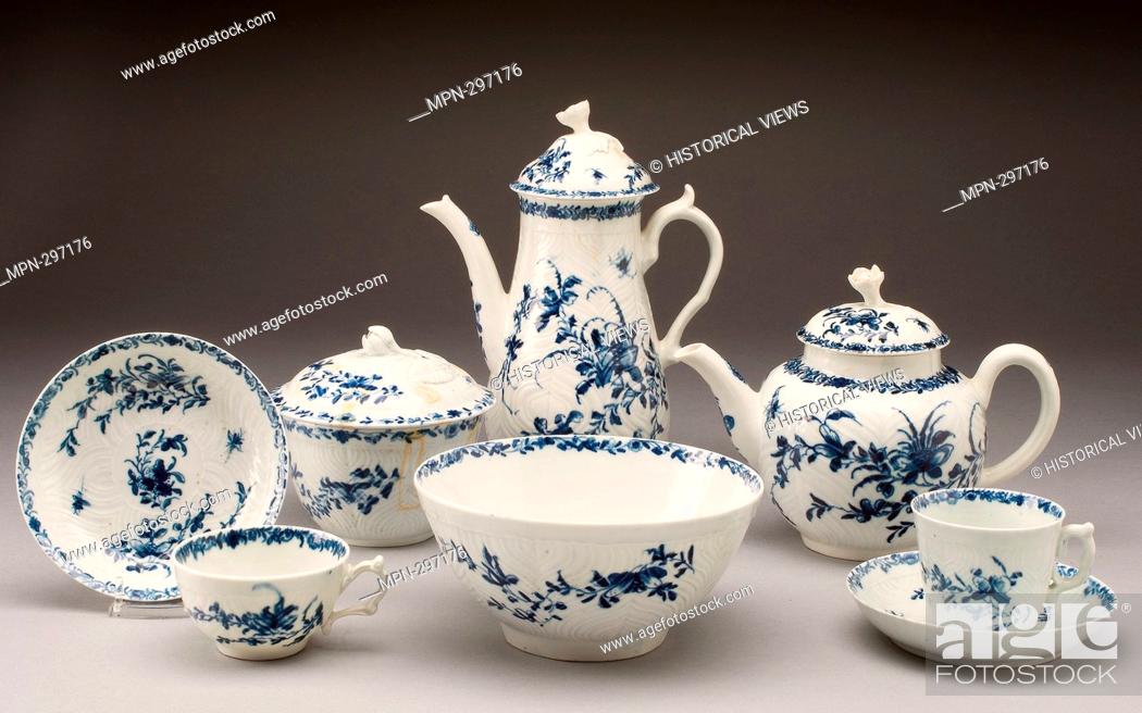 Stock Photo: Author: Worcester Royal Porcelain Company. Tea Set - About 1760 - Worcester Porcelain Factory Worcester, England, founded 1751.