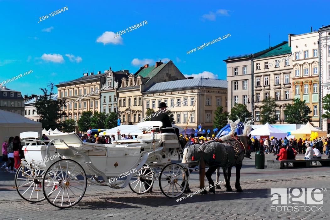 Stock Photo: Market Place, Old Town, Leisure, Vacation, Horizontal, Location, Romantic, Celebration, Festival, House, Europe, Party, City, Historic, Sightseeing, Tourism, Tourist, Main, Old, Architecture, Building, Facade, Town, Funfair, Traditional, Horse, Place, Square, Folklore, Tradition