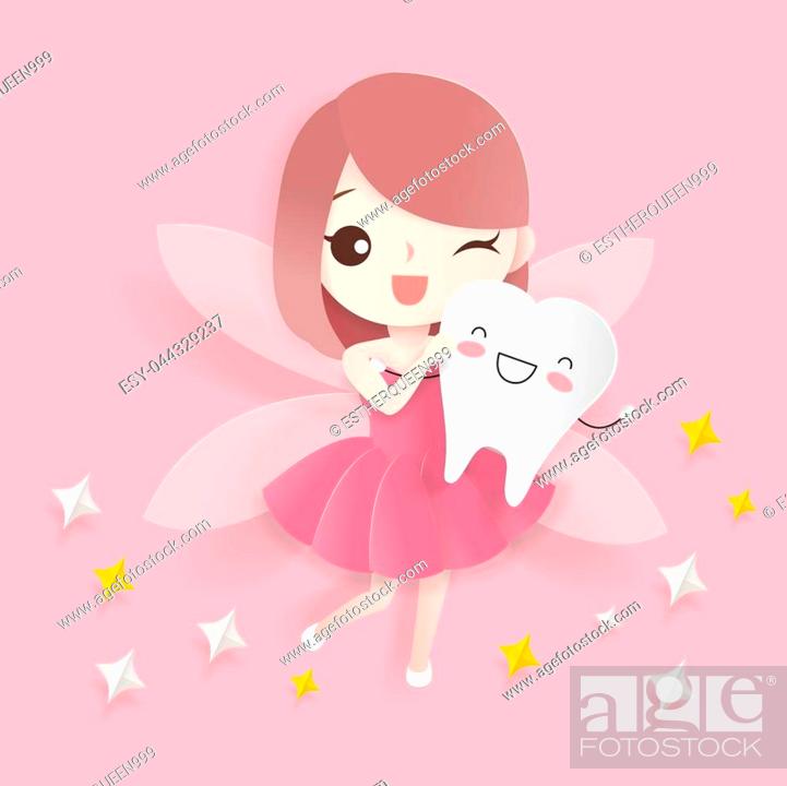 cute cartoon teeth with tooth fairy on the pink background, Stock Vector,  Vector And Low Budget Royalty Free Image. Pic. ESY-044329237 | agefotostock