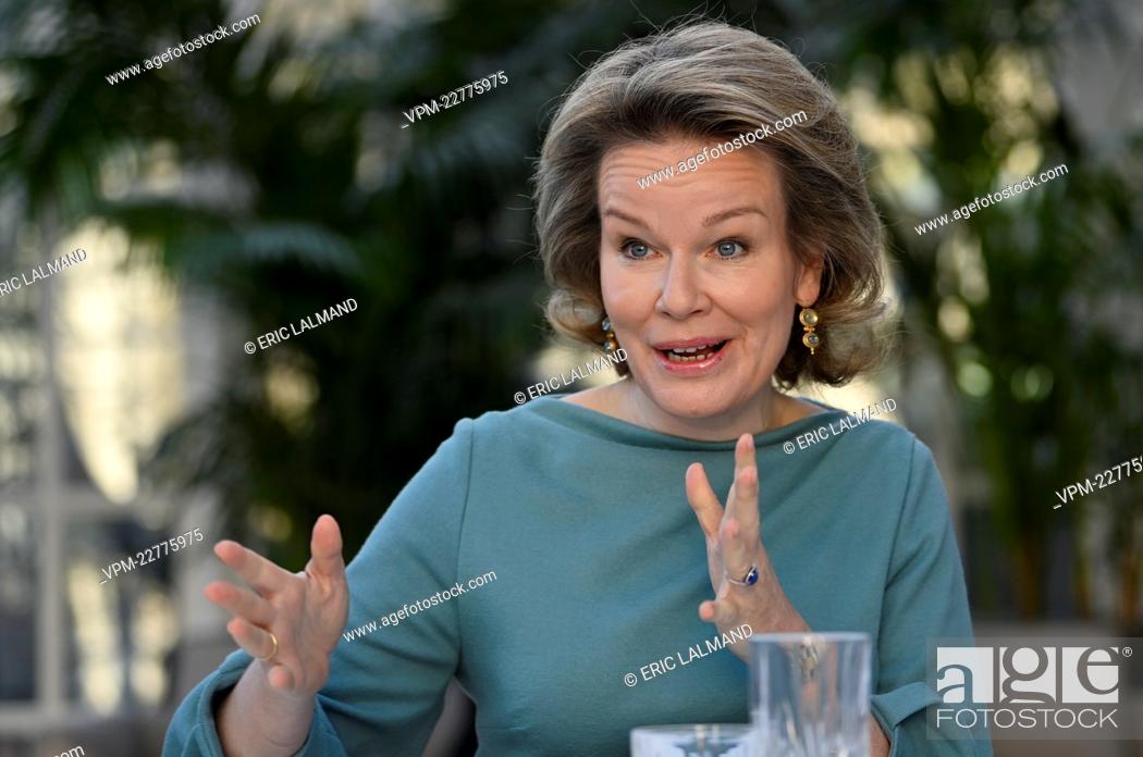 Imagen: Queen Mathilde of Belgium pictured during a meeting with several women on the position of women in the society, on the occasion of international women day (last.