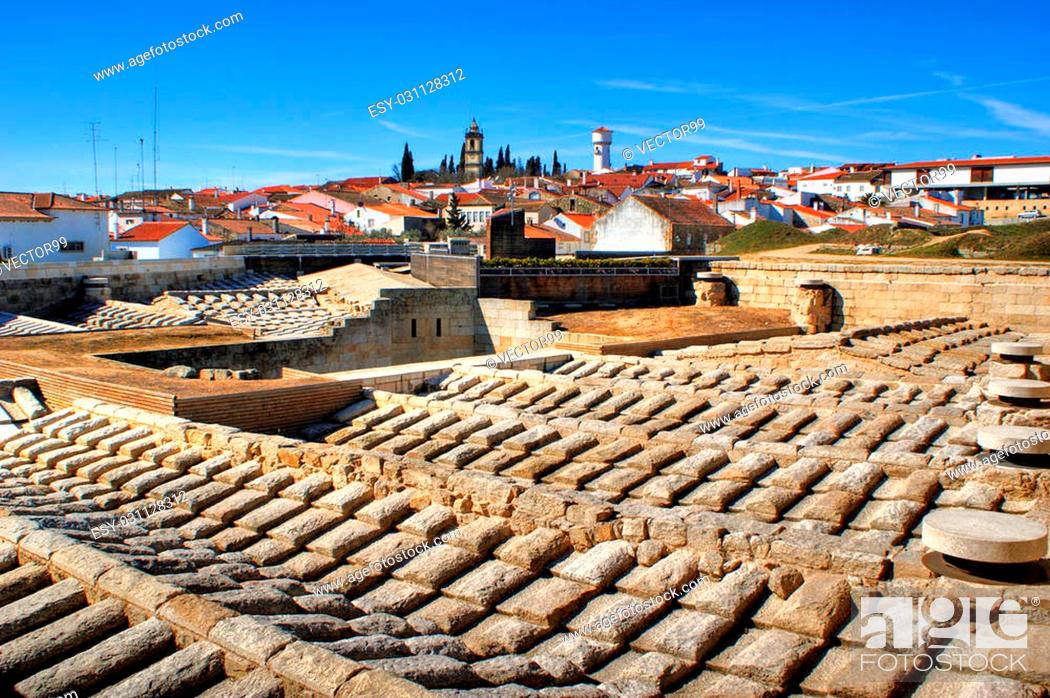 Stock Photo: Almeida historical village and fortified walls in Portugal.