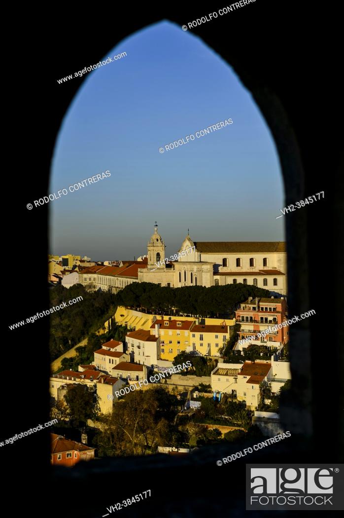 Stock Photo: Graçaâ. . s viewpoint and church in Lisbon, Portugal.