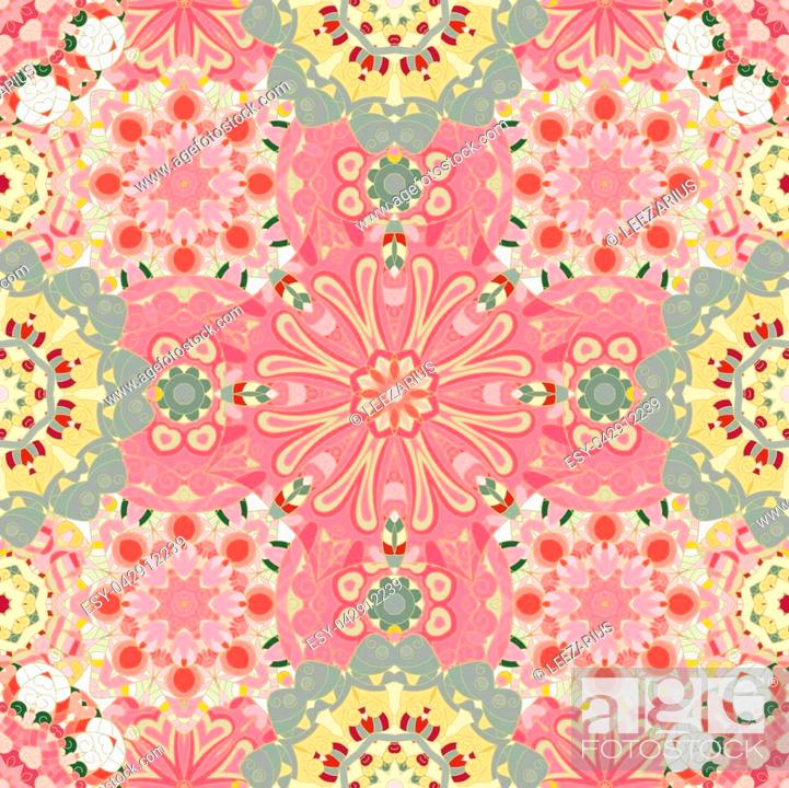Pastel red yellow Pink Mandala Background for greeting card, Brochure,  Stock Vector, Vector And Low Budget Royalty Free Image. Pic. ESY-042912239  | agefotostock