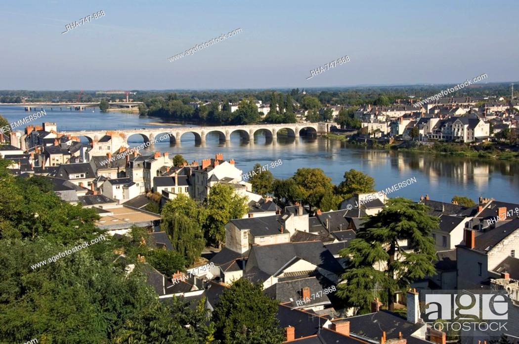 Stock Photo: The town of Saumur on the River Loire, Maine-et-Loire, Pays de la Loire, France, Europe.