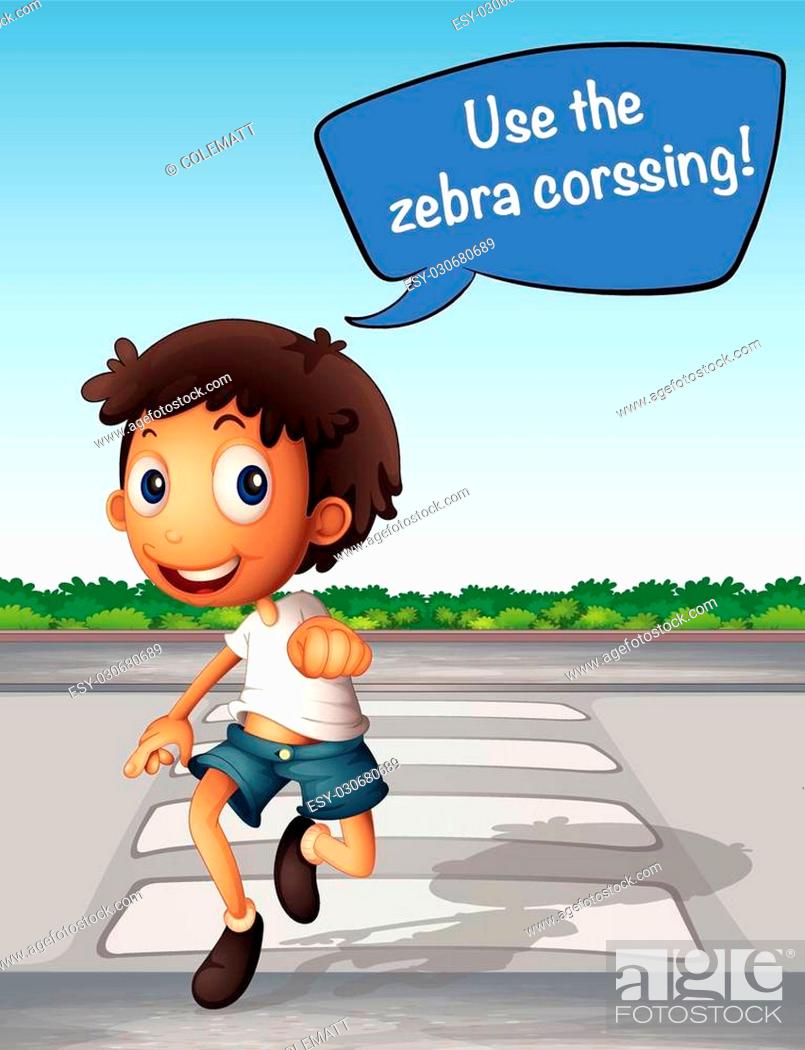 Boy crossing the road using zebra crossing illustration, Stock Vector,  Vector And Low Budget Royalty Free Image. Pic. ESY-030680689 | agefotostock