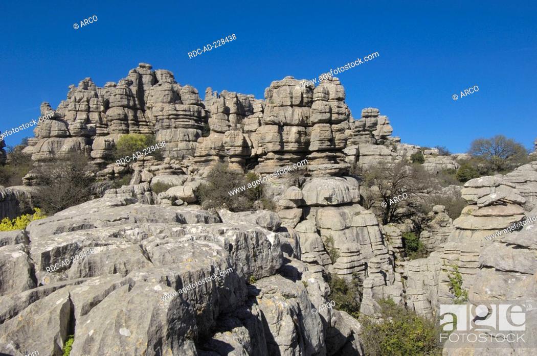 Stock Photo: Jurassic limestones, natural park El Torcal de Antequera, Malaga province, Andalusia, Spain.