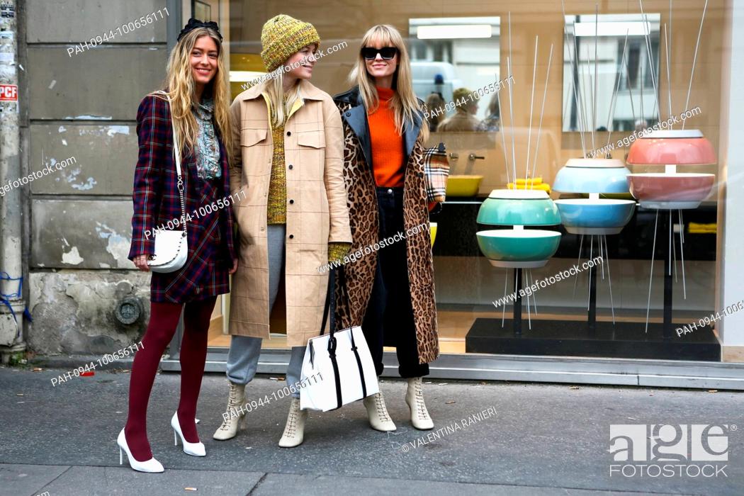 Stock Photo: Emili Sindlev, Thora Valdimars, and Jeanette Friis Madsen attending the Altuzarra show during Paris Fashion Week - March 3.