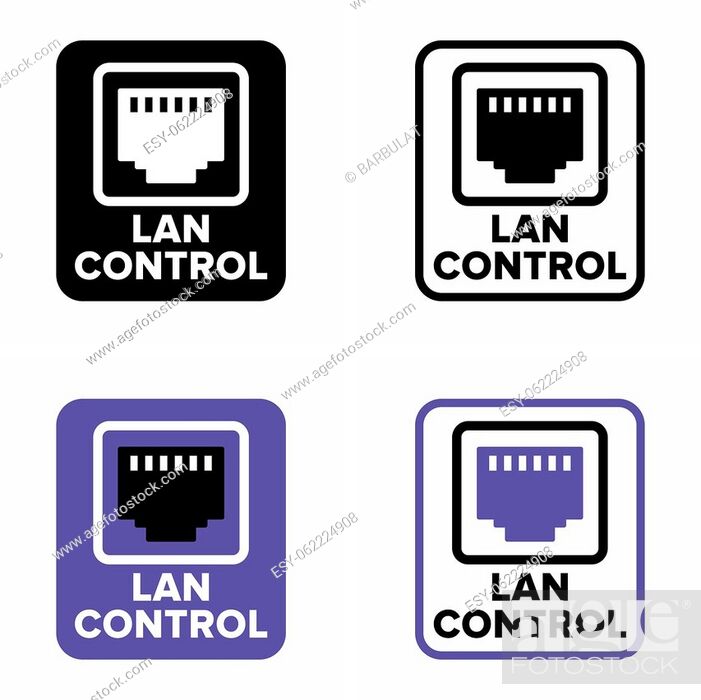 Stock Vector: """""LAN control"" system and function information sign.