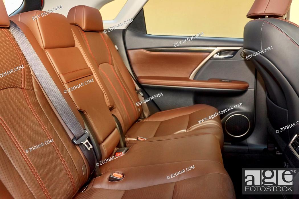 Stock Photo: Car interior with leather seats.