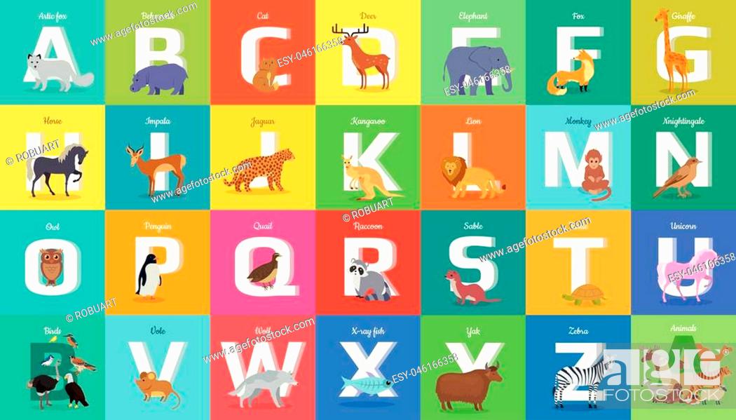 Animals alphabet. Letter from A to Z. Various animals stands or sits near  letter, Stock Vector, Vector And Low Budget Royalty Free Image. Pic.  ESY-046166358 | agefotostock
