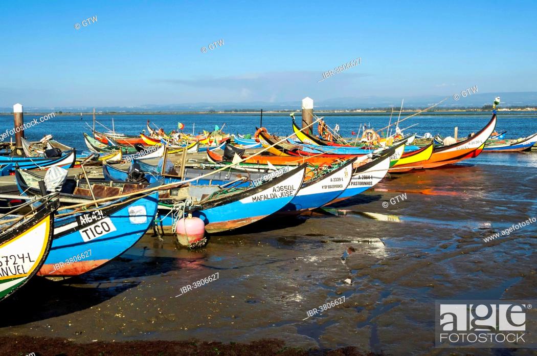 Stock Photo: Colorful boats, Torreira, Centro region, Portugal.