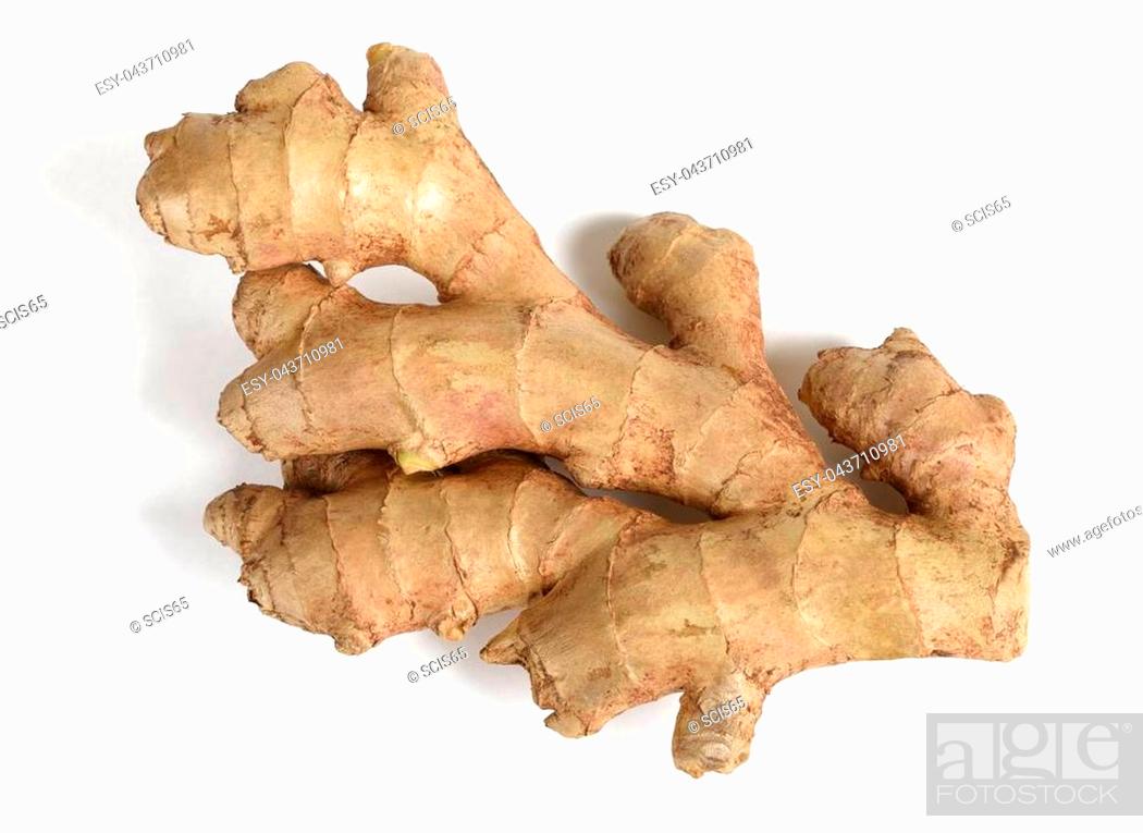 Stock Photo: fresh ginger root isolated on white background.