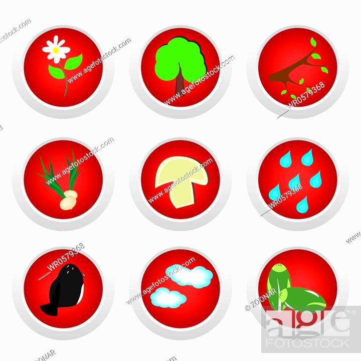 Stock Photo: Button set red of ecology.