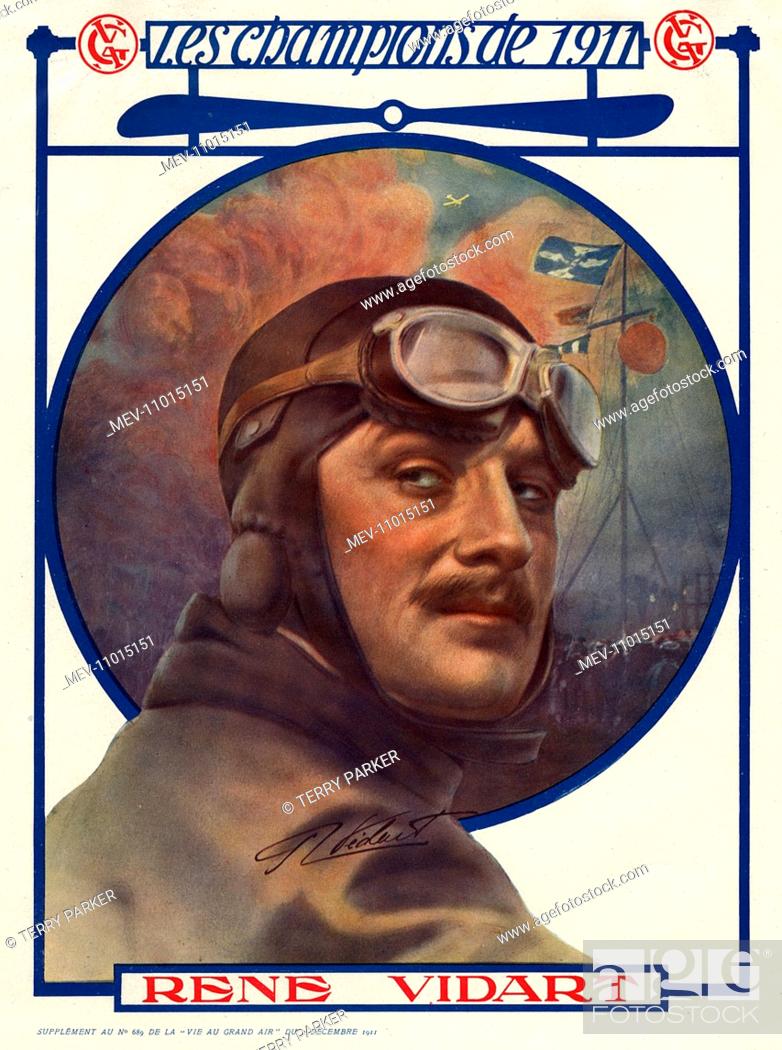 Stock Photo: Rene Vidart (1890-1928), early French aviator and pioneer who later served as a pilot in WW1.
