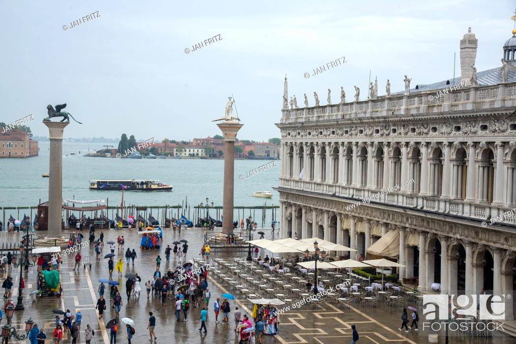 Stock Photo: San Marco square in Venice on a rainy day, Italy.