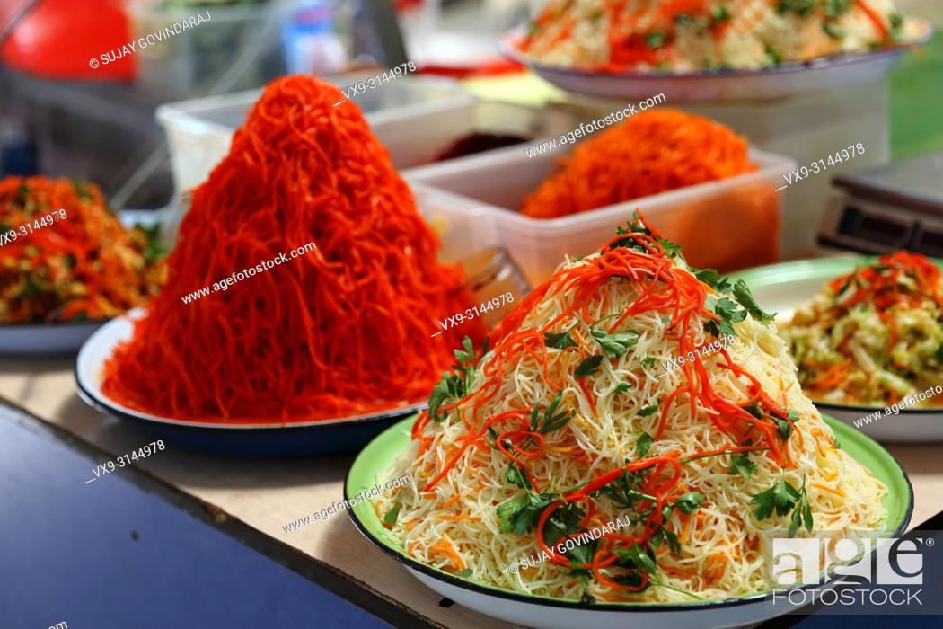 Stock Photo: A Korean noodle kind dish called ""Funshoza"" that was adapted as Uzbek national food.
