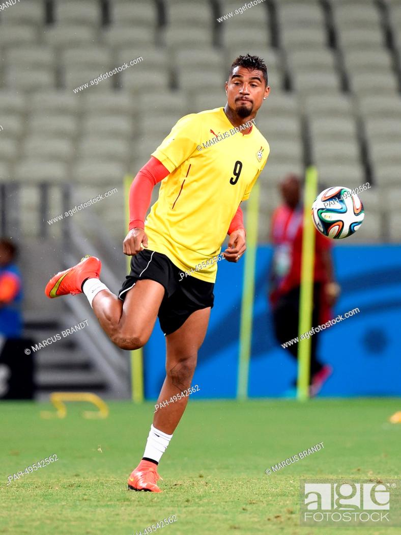 Stock Photo: Kevin-Prince Boateng of Ghana plays the ball during a training session at the Estadio Castelao in Fortaleza, Brazil, 20 June 2014.
