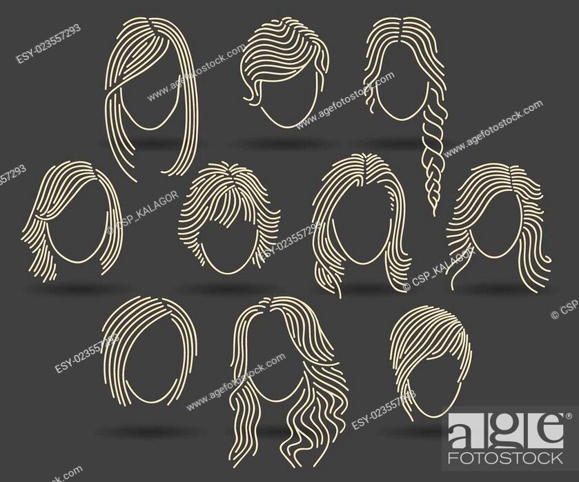 hand drawing women hair style set, Stock Photo, Picture And Low Budget  Royalty Free Image. Pic. ESY-023557293 | agefotostock