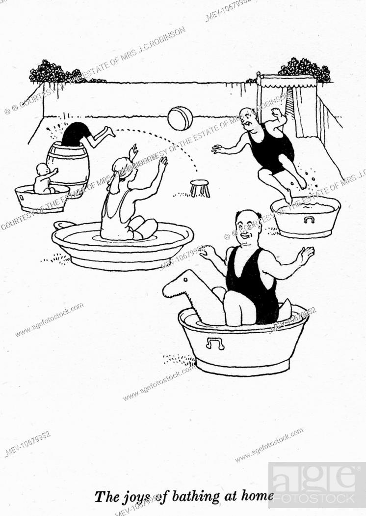 Heath Robinson - Wartime Cartoons - WWII. The joys of bathing at home,  Stock Photo, Picture And Rights Managed Image. Pic. MEV-10679952 |  agefotostock