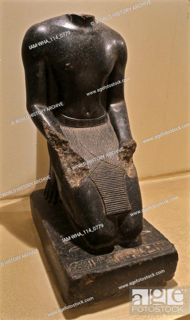 Stock Photo: Kneeling statue of King Thutmose III (fl. 1479–1425 BC), was the sixth pharaoh of the Eighteenth Dynasty. During the first 22 years of Thutmose's reign.