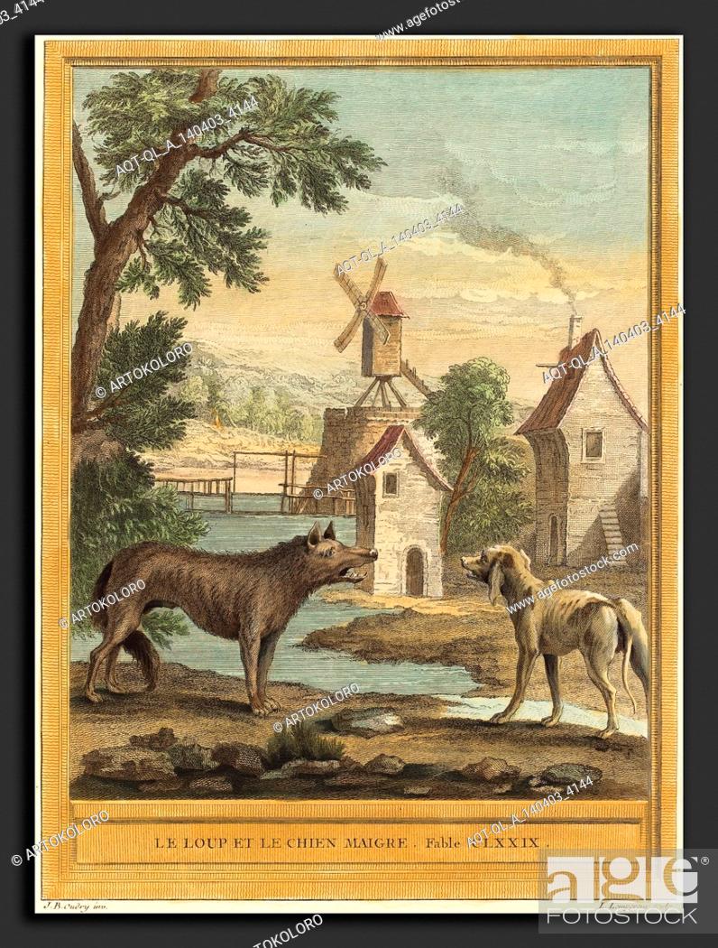 Stock Photo: Louis-Simon Lempereur after Jean-Baptiste Oudry (French, 1728 - 1807), Le loup et le chien maigre, The Wolf and the Thin Dog), published 1756.