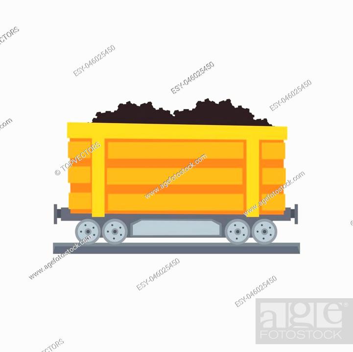 Cartoon yellow large mine trolley loaded with coal on railway, Stock  Vector, Vector And Low Budget Royalty Free Image. Pic. ESY-046025450 |  agefotostock