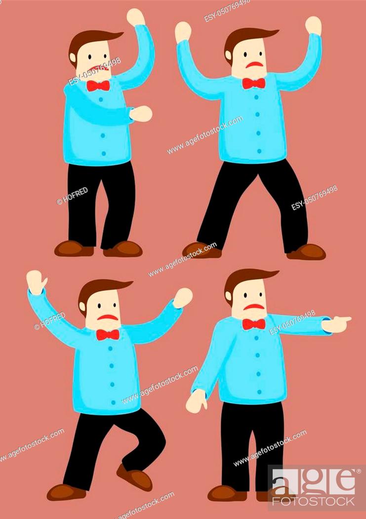 Body language and gestures of an unhappy cartoon man with bow tie, Stock  Vector, Vector And Low Budget Royalty Free Image. Pic. ESY-050769498 |  agefotostock