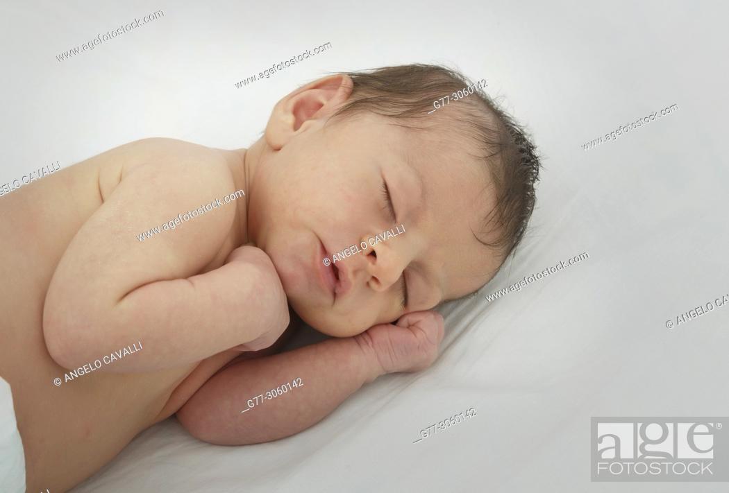 Stock Photo: Close up of newborn baby.
