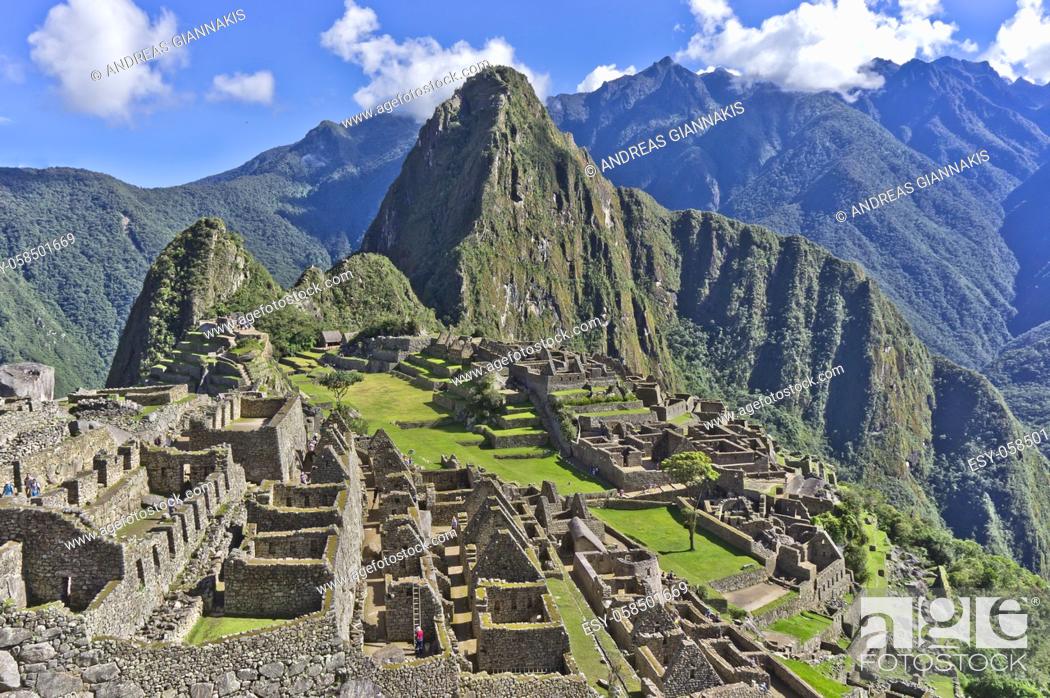 Stock Photo: Machu Picchu on a sunny day, Peru, South America.