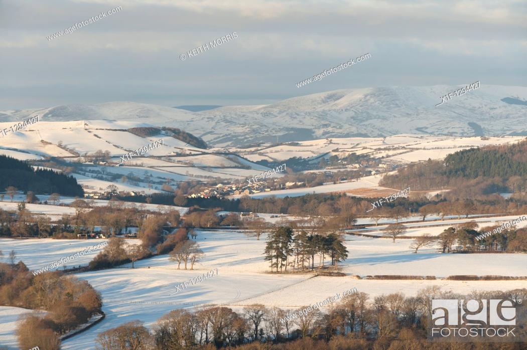 Stock Photo: The village of Bow Street near Aberystwyth in the snow, December 2010, Wales UK.