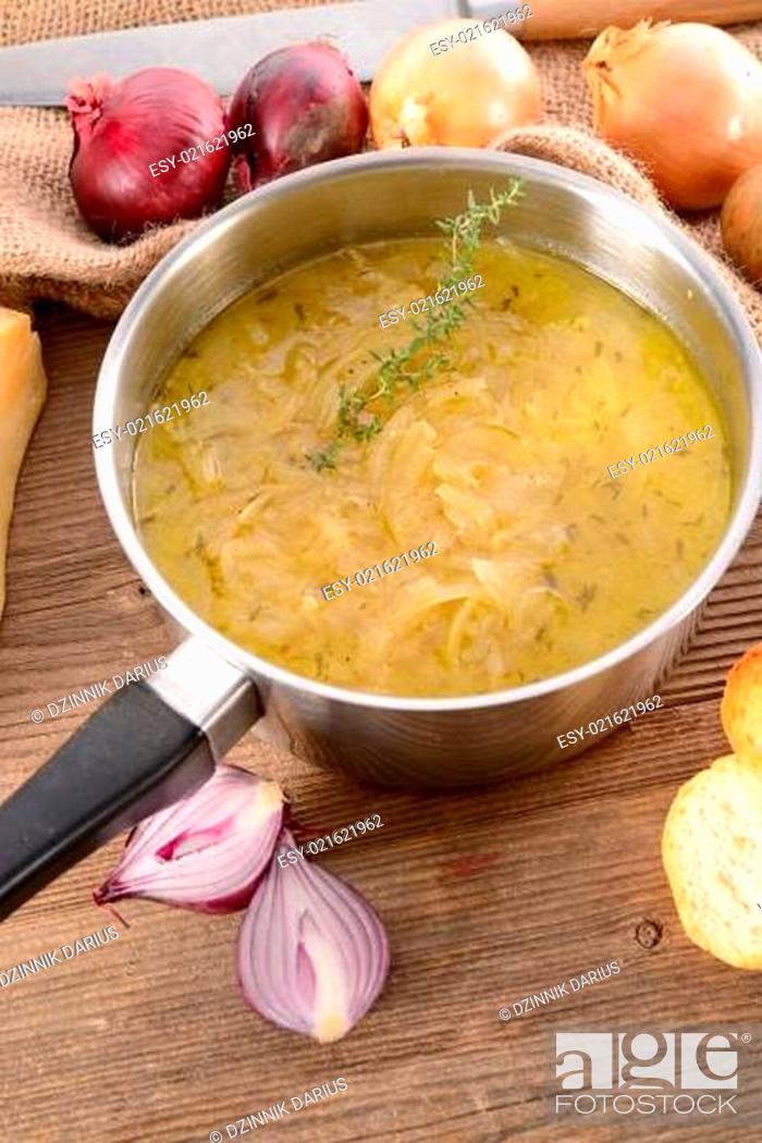 Stock Photo: French onion soup.