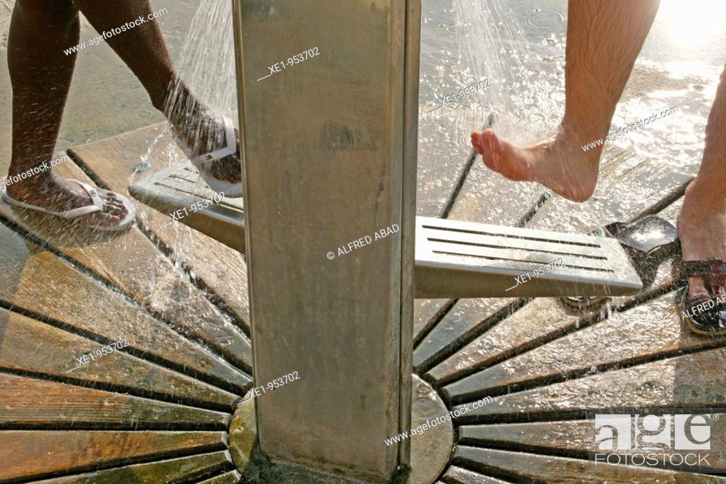 Stock Photo: feet shower, Masnou, Catalonia, Spain.